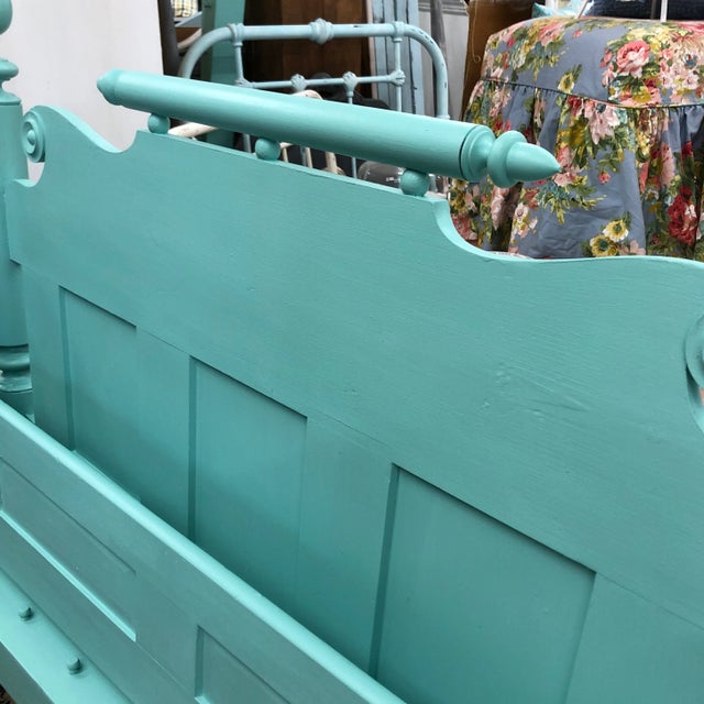 Antique Mint Cannonball Rope Full Headboard and Footboard - 2 Pieces For Sale - Image 4 of 11