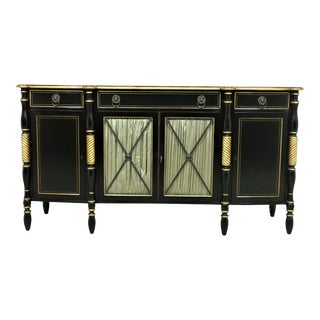 Hickory White Regency Sideboard in Black & Gold For Sale
