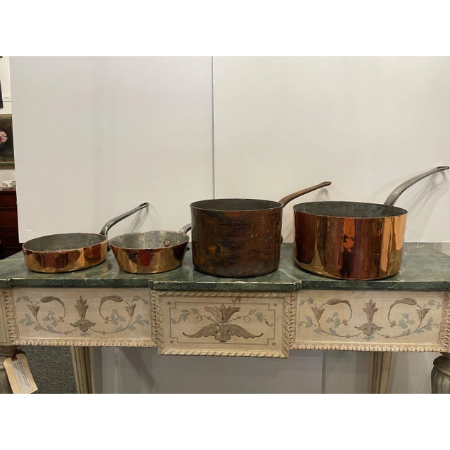 French Four Copper Pots in Different Sizes, 19th Century - Set of 4 For Sale - Image 4 of 4