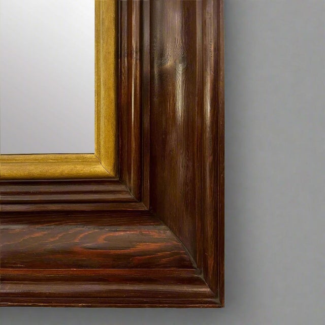 Large Modernist Oak Gilt Mirror France circa 1940 For Sale In New York - Image 6 of 7