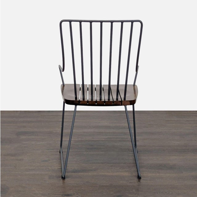 2010s Crate & Barrel Industrial Metal & Wood Accent Chair For Sale - Image 5 of 7