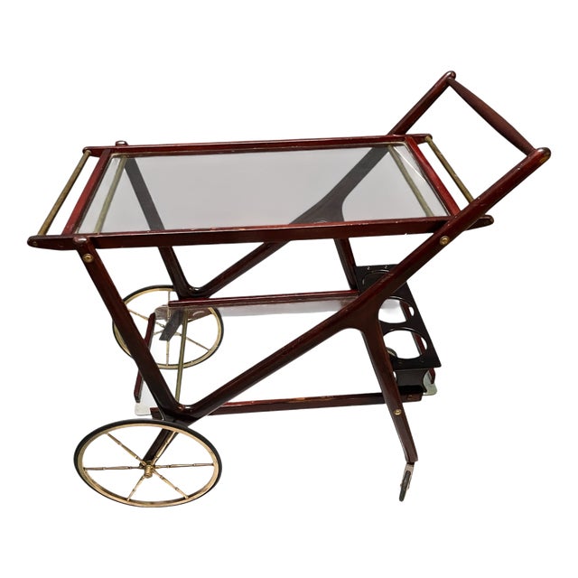 Mahogany Bar Cart by Cesare Lacca, 1950s For Sale