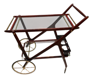 Mahogany Bar Cart by Cesare Lacca, 1950s