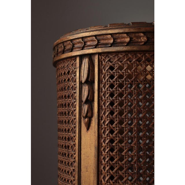 1920s Art Deco Scandinavian Paper Basket in Gilded Wood & Rattan Cane, 1920s For Sale - Image 5 of 11