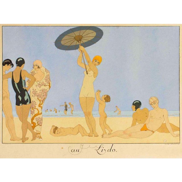 George Barbier, Nude At the Lido, 1920, Stencil Print For Sale