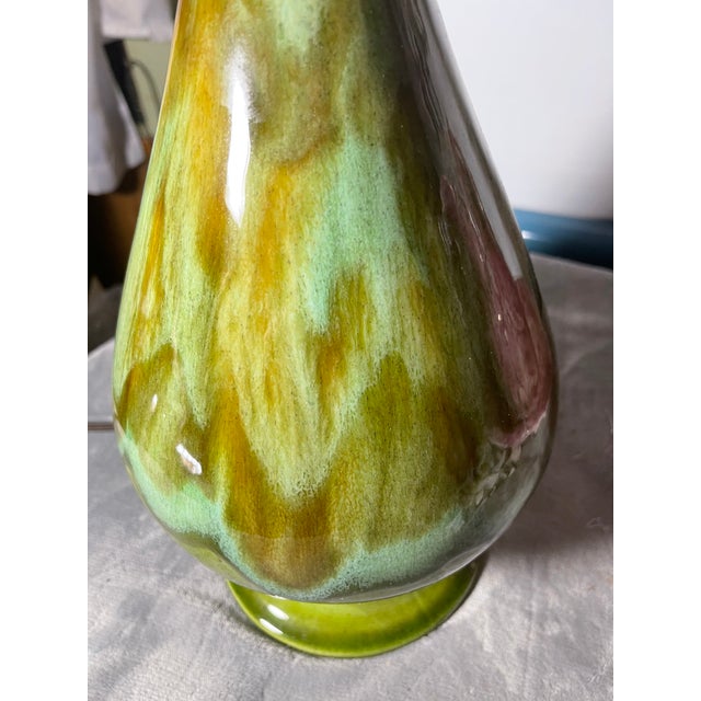 Royal Haeger 1960s Mid-Century Modern Royal Haegar Lamp With Etruscan Blue Green Lava Drip Glazed Finish & Three-Way Switch For Sale - Image 4 of 9