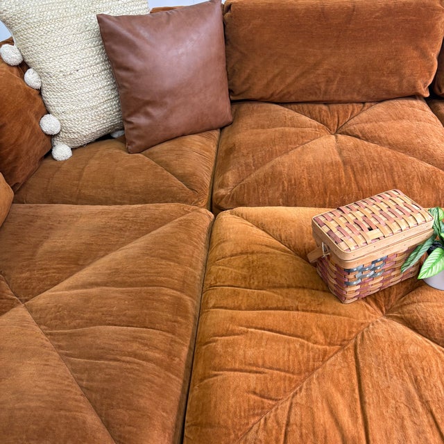 Vintage Selig of Monroe Playpen Modular Conversation Pit Sectional in Original Rust Velvet For Sale - Image 11 of 18