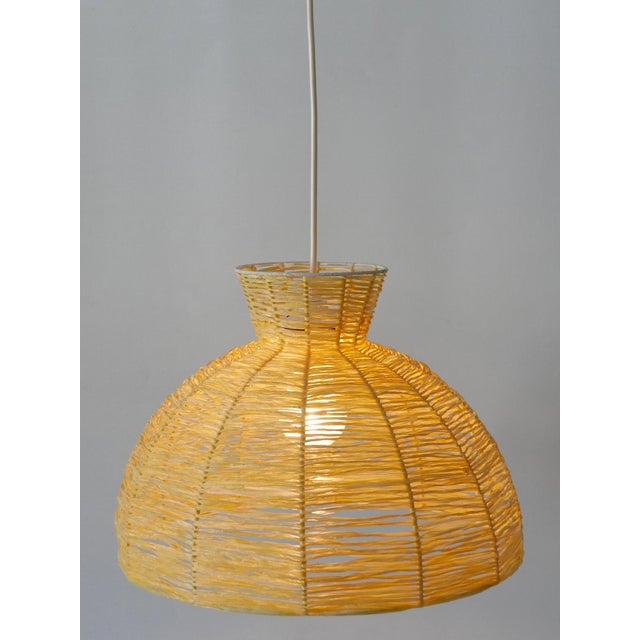 Beige Mid-Century Modern Raffia Bast Pendant Lamp or Hanging Light, Germany, 1970s For Sale - Image 8 of 18