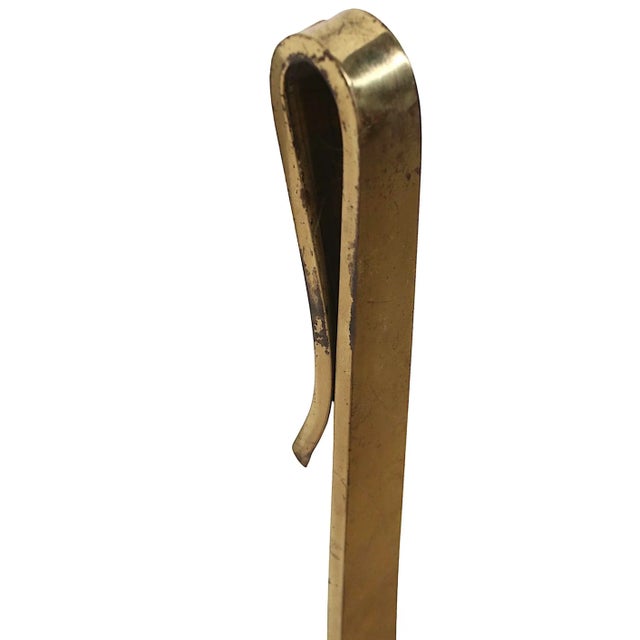 Sculptural Modernist Brass Fireplace Tool Set For Sale In New York - Image 6 of 13