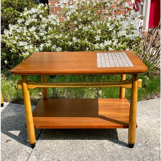 1960s Pair Mid-Century Modern Lane "Monte Carlo" Walnut & Tile Inlay End/Side Tables For Sale - Image 9 of 12