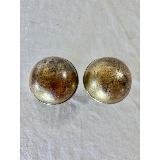 Late 19th Century 19th Century Large Brass Orb Finials - A Pair For Sale - Image 5 of 12
