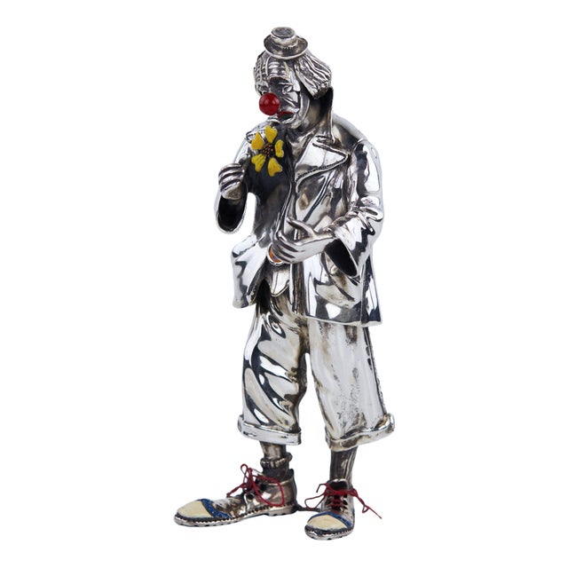 Silver Clown Figurine by Vittorio Ancini Italy, Arezzo, Late 20th Century For Sale