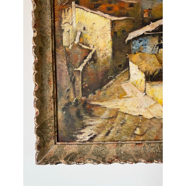 Wood Vintage “Fula” Spanish Countryside Oil Painting on Canvas – Framed For Sale - Image 7 of 11