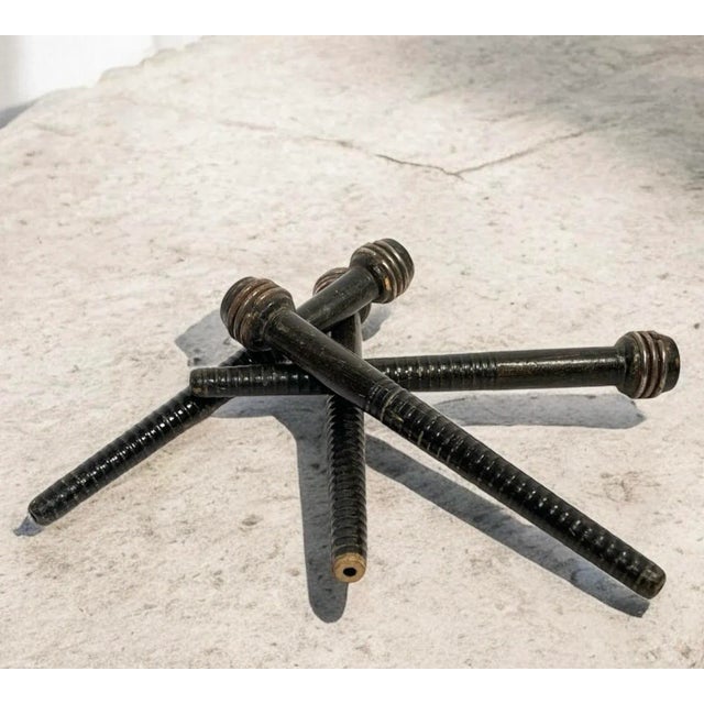 This listing is for a set of four black lacquered wooden textile quills showing authentic signs of mill use and age. Each...