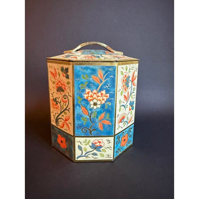Vintage Floral English Tea Tin Container For Sale - Image 4 of 7