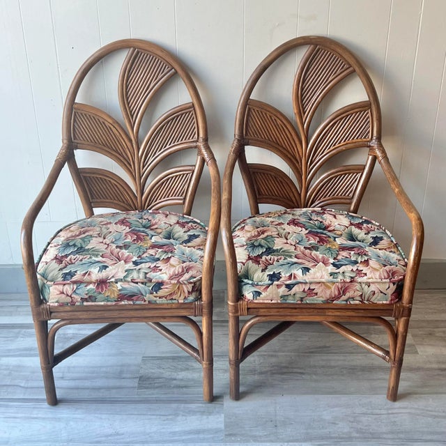 Palm Beach Regency Palm Tree Back Armchairs - a Pair | Chairish