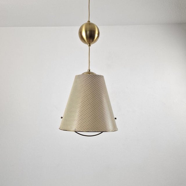 Metal Pendant Lamp in Brass and Perforated Sheet Metal from Erco, 1960s For Sale - Image 7 of 18