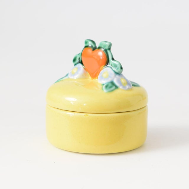 Small Yellow Ceramic Heart Box by Rudolf Podany for KWK Keramos, 1920s, in Very Good conditions. Designed 1920 to 1949...