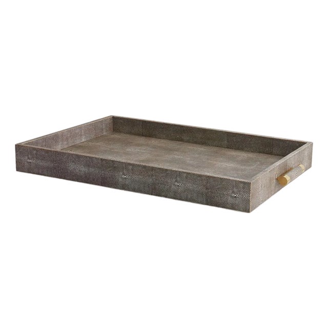 AERIN Classic Faux Shagreen Butler Tray, Chocolate For Sale