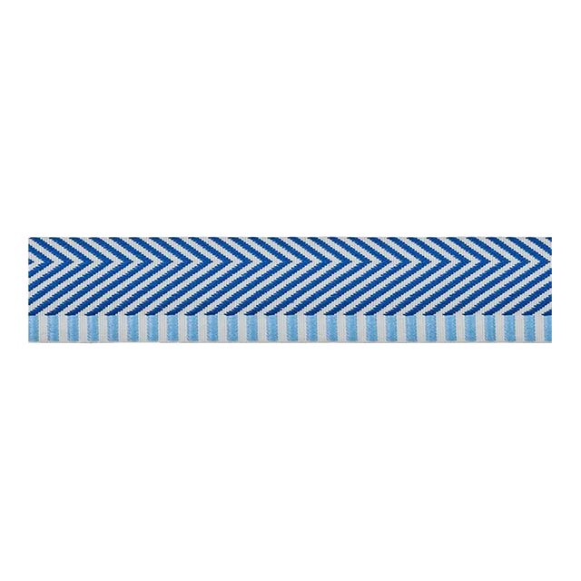 Schumacher Chevron Twill Tape in Blue For Sale