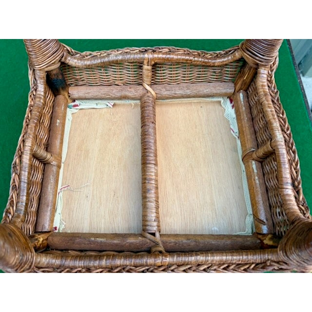 Vintage Wicker Footstool With Needlepoint Top For Sale - Image 4 of 10