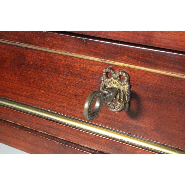 Louis XVI Style Brass Mounted Writing Table With Tooled Leather Top For Sale - Image 10 of 12