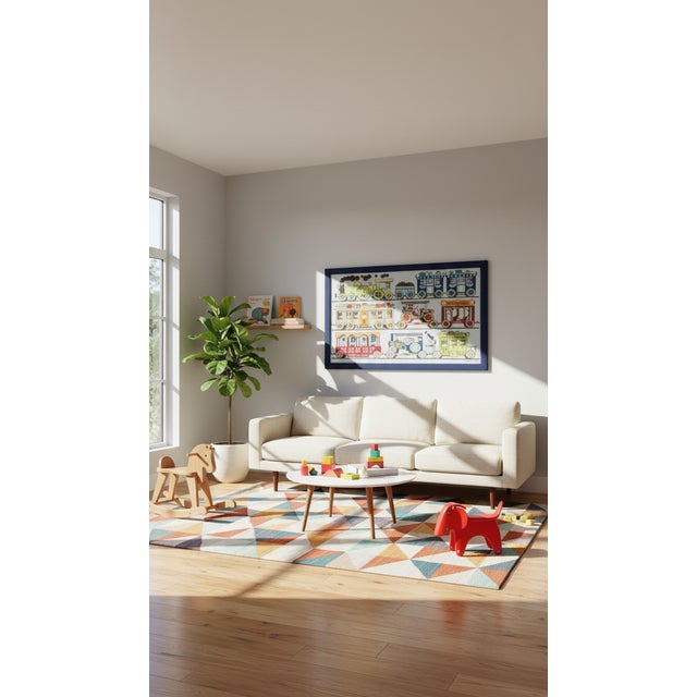 2010s Rare Large Paul Smith "Trains" Needlepoint Wall Art — 65" Wide, Framed & Signed For Sale - Image 5 of 16