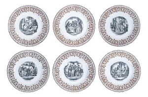 Wedding Series Plates in Porcelain by S.C.Richard, 1890s, Set of 6
