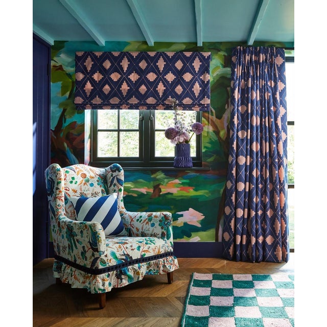 Bringing a contemporary twist to classic geometric design this richly coloured embroidery mimics the brickwork of a walled...