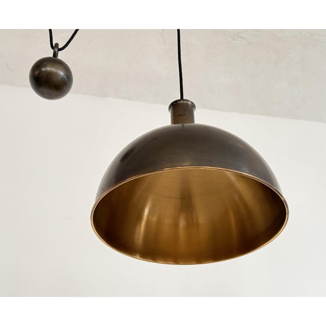 Early Adjustable Double Counterweight Pendant in Brass by Florian Schulz, 1970s For Sale - Image 17 of 18