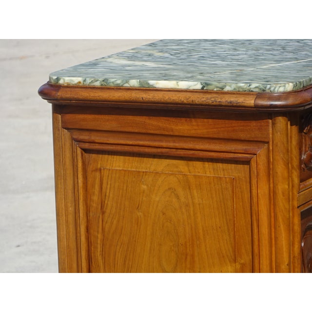 Antique Louis XV Style Walnut Bedside Table with Marble Top, 1950s For Sale - Image 17 of 18
