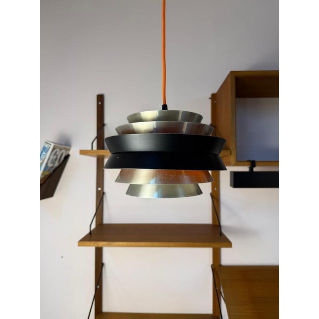Trava Hanging Lamp in Silver, Black and Orange by Carl Thore for Granhaga For Sale - Image 4 of 11