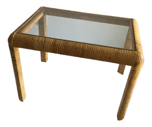 1960s Mid-Century Wrapped Rattan Side Table