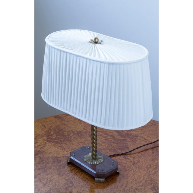 Swedish Marble and Brass Table Lamp, 1940s For Sale - Image 3 of 14
