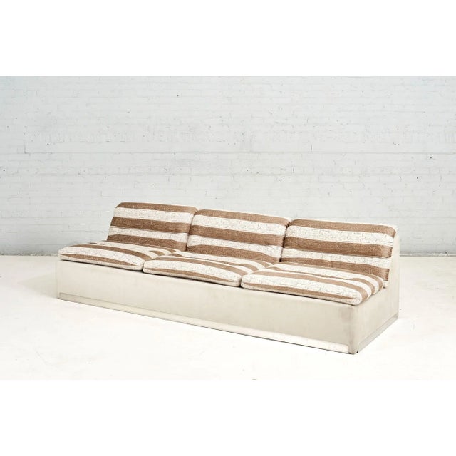 Saporiti “P10” Proposals 3 Piece Sectional by Giovanni Offredi, Italy 1970’s, with chrome plinth base and chrome on coffee...