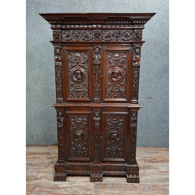Antique Carved Walnut Buffet, 1890s For Sale - Image 9 of 9