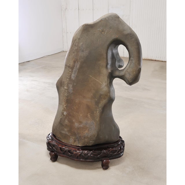 Monumental Chinese Scholar's Water Stone on Carved Base 5 Ft For Sale - Image 16 of 18