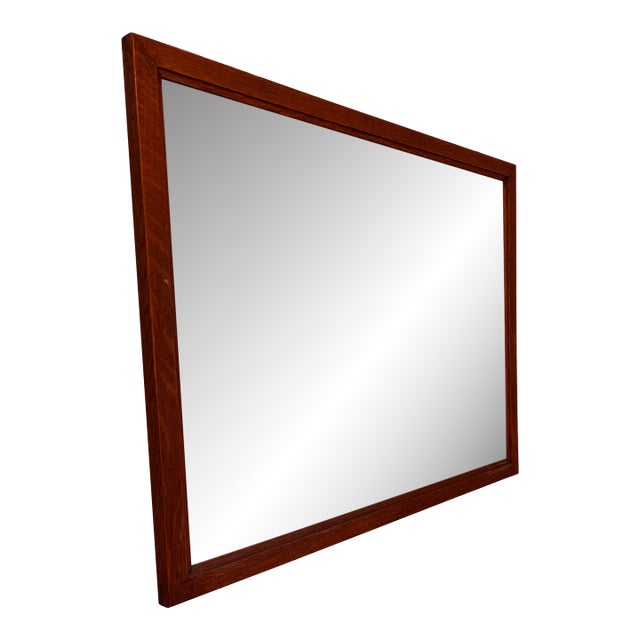 Antique Victorian Quartersawn Oak Beveled Wall Mirror Circa 1890-1910 For Sale