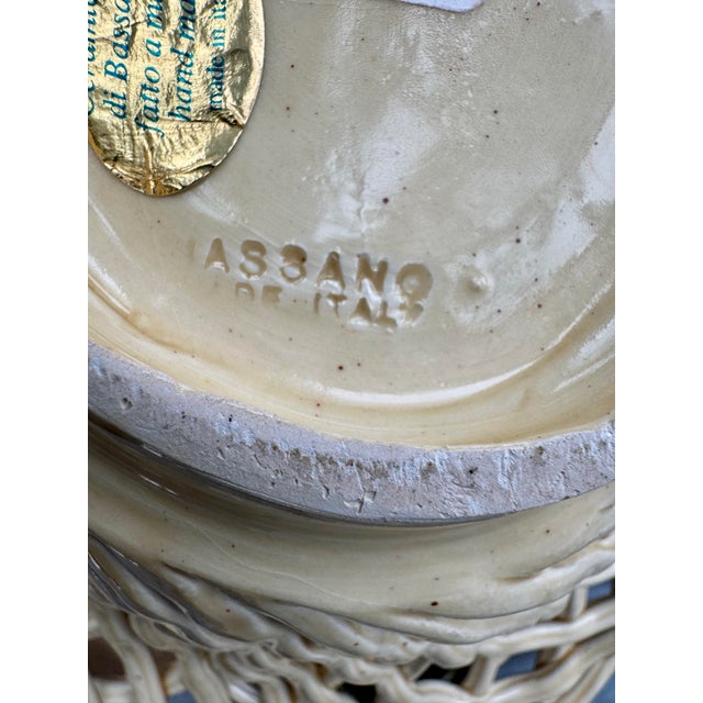 White Vintage Ceramiche Di Bassano Italian Majolica Reticulated Fruit Basket For Sale - Image 8 of 9