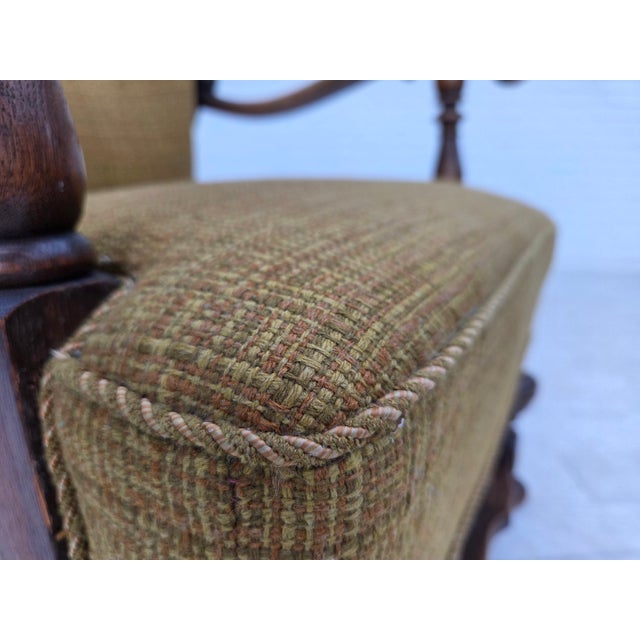 Mid-Century Modern Danish Armchair in Green Furniture Wool and Oak Wood, 1960s For Sale - Image 3 of 18