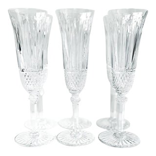 Vintage Saint Louis ‘Tommy’ Crystal Champagne Flutes: Diamond Cut, Set of 6 For Sale