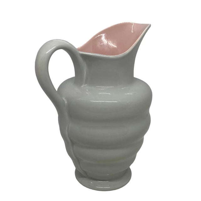 Early 20th Century S. Fielding & Co. English Art Deco Style Crown Devon Gray & Pink Pitcher Pattern A544 For Sale - Image 4 of 12