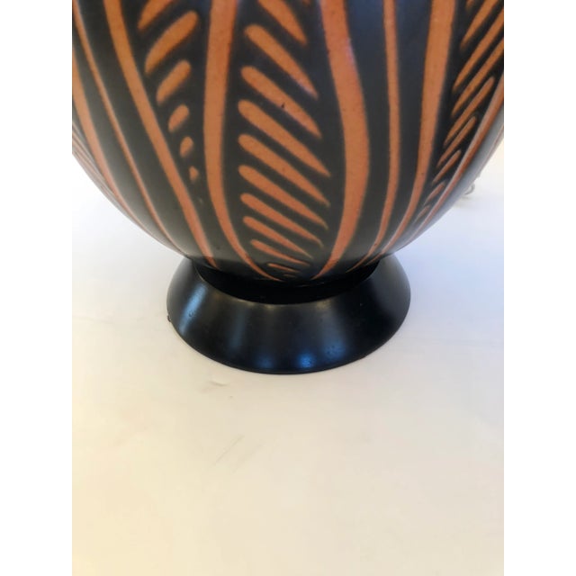 Black & Orange Hand Crafted Pottery Table Lamps -A Pair For Sale - Image 9 of 10