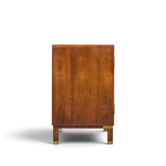 Mid 20th Century Michael Taylor for Baker Milling Road Walnut and Brass Cabinet Credenza For Sale - Image 5 of 9