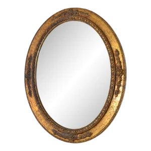 1960s Italian Giltwood Neoclassical Florentine Hand-Carved Oval Wall Mirror