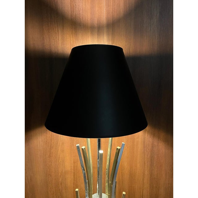 1970s Space Age Brass & Chrome Starburst Table Lamp For Sale In New York - Image 6 of 8