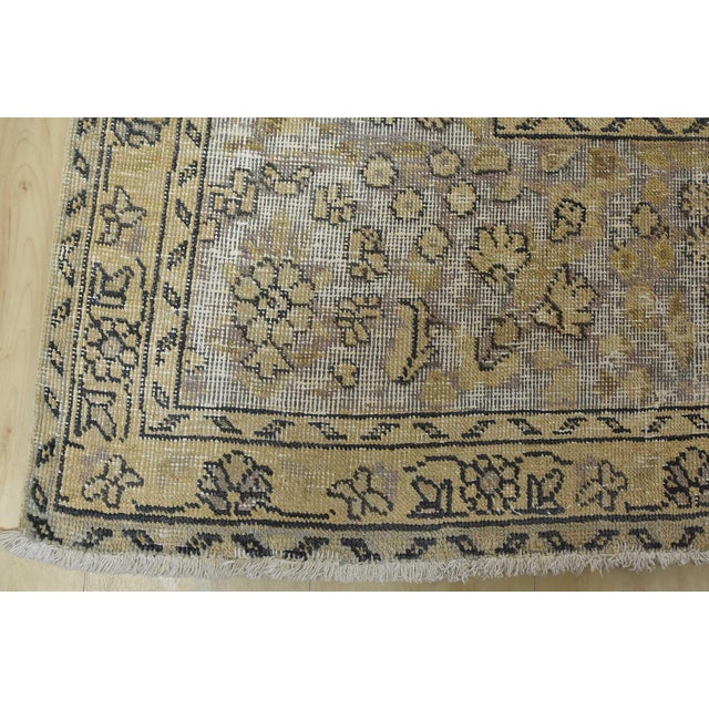 Tabriz Rug 10’1” X 12’9” Ivory Wool Vintage Distressed Hand-Knotted Carpet For Sale - Image 12 of 15
