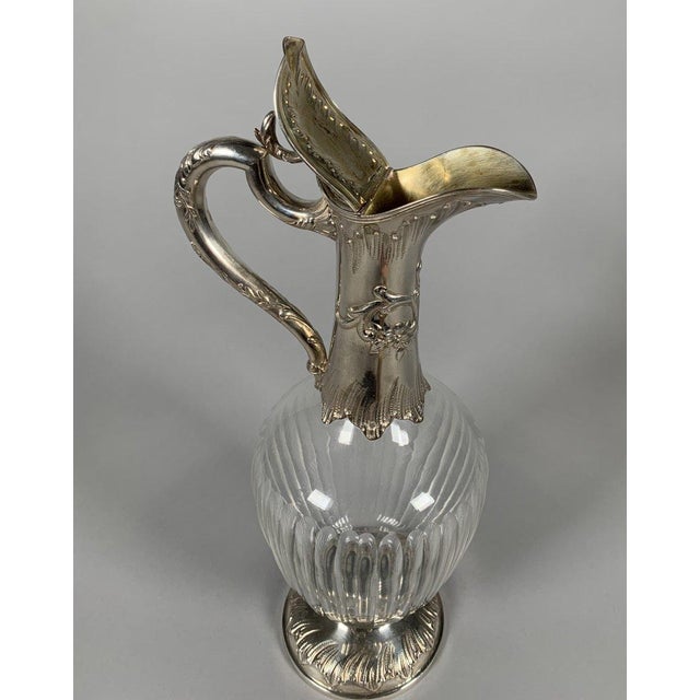 19th Century Rococo Crystal and Silver Ewers - a Pair For Sale - Image 6 of 8
