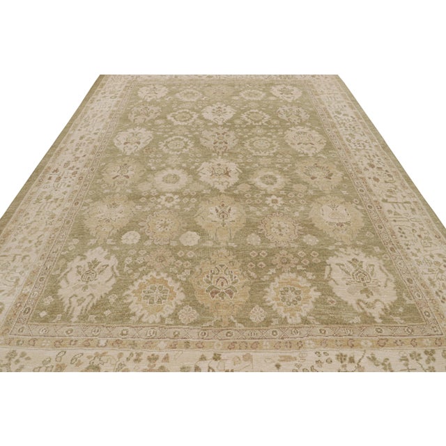 Transitional Rug & Kilim’s Oushak Style Rug in Chartreuse Green With Geometric Pattern For Sale - Image 3 of 6