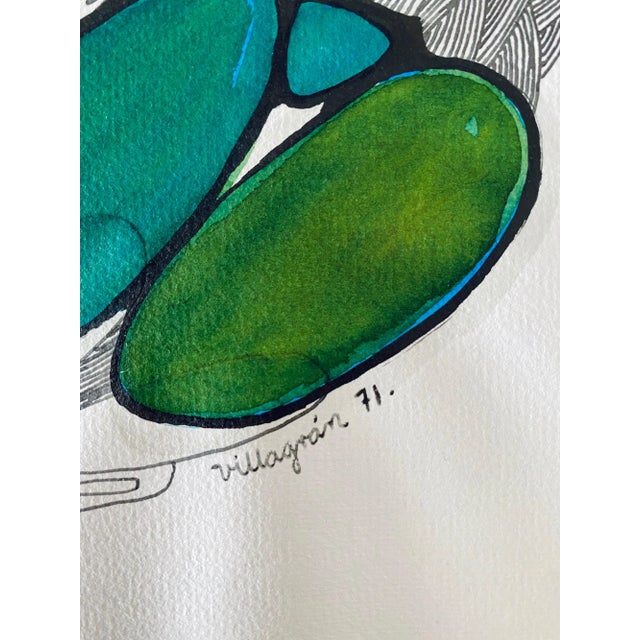 1970s Armando Villagran, Surrealist Latin American Mixed Media - Woman In Green Pants With Ship, 1971 For Sale - Image 5 of 9